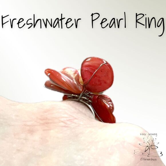 Elegant Freshwater Pearl & Shell Adjustable Statement Rings Set - Picture 10 of 15